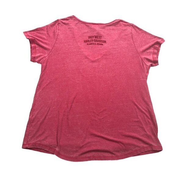Harley-Davidson Women's V-Neck Short Sleeve Burnout Tee Heather Red Size 1X - Picture 2 of 4